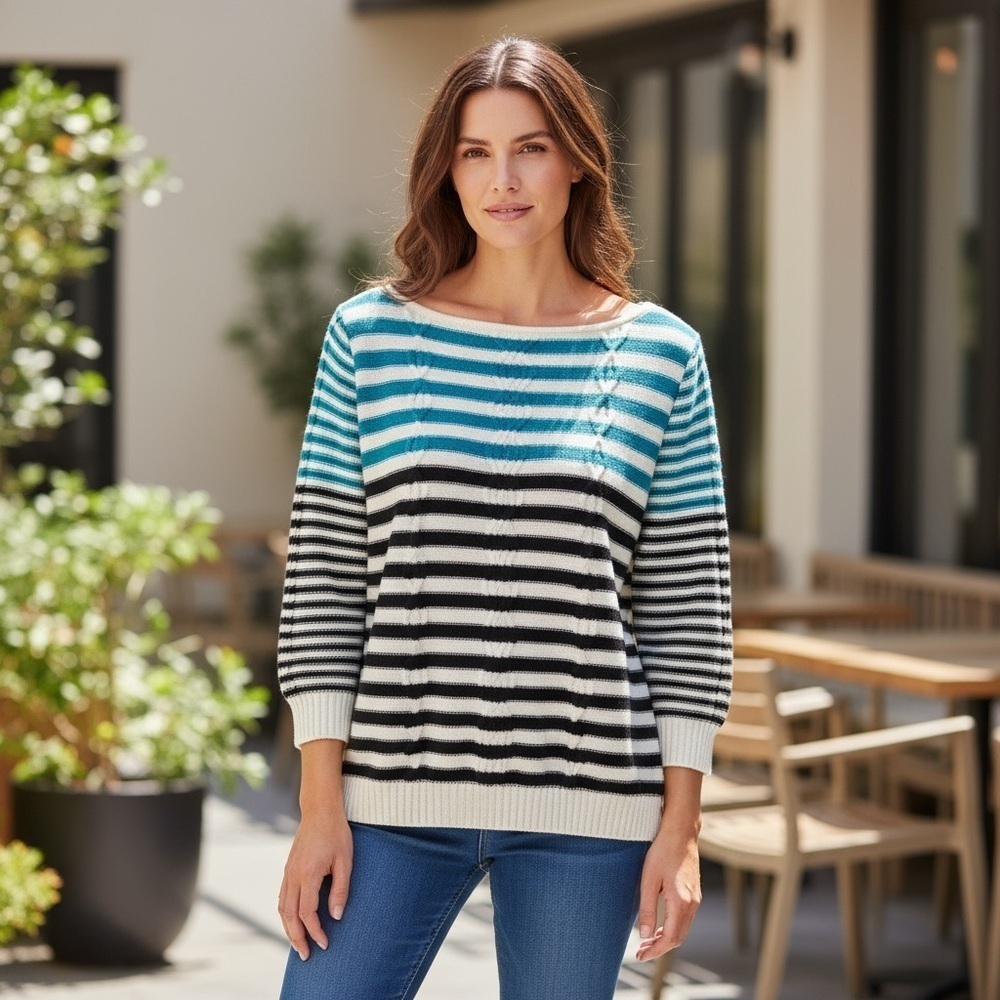 EUC - St. John’s Color block Striped Sweater - Size XL